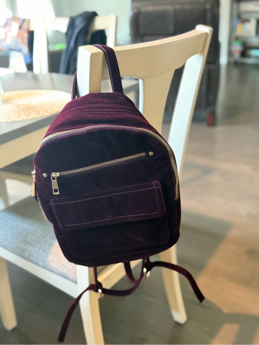 Gap Velvet Mini Backpack in Maroon